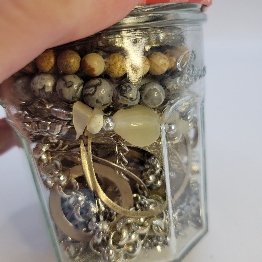 Mystery Jewelry Jar All Wearable Necklace Earrings Rings Bracelets 1.2 Pounds